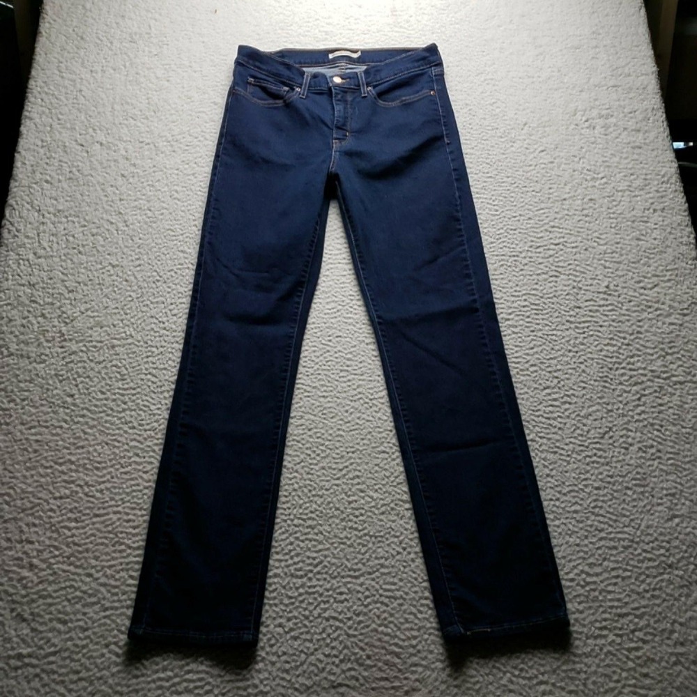 Levis 314 Shaping Straight Jeans Womens 31 Blue Dark Wash Stretch Denim Pants